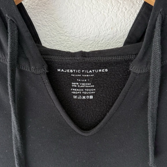 Majestic Filatures Deluxe Fleece Hoodie Size 1 Black French Soft Touch Cozy - Picture 2 of 5